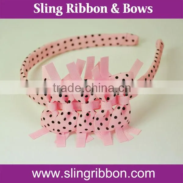 Dots Printed Ribbon Bow Headband For Kids
