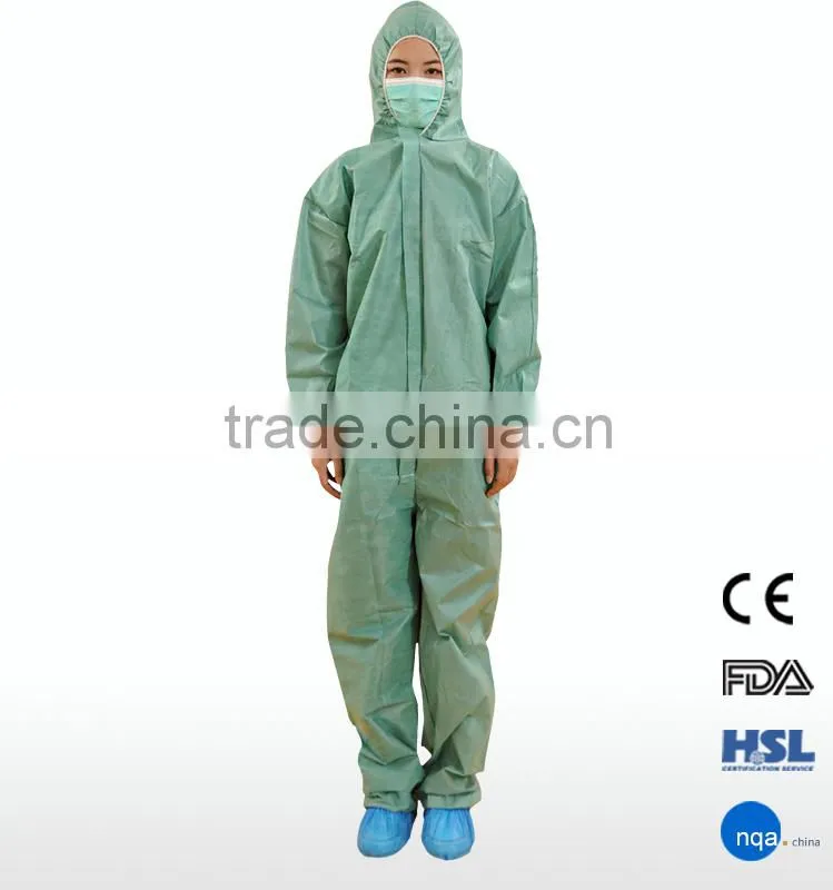 2015 New Products Waterproof YELLOW Disposable Coverall with hood