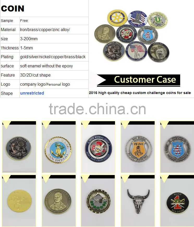 2016 Factory new design metal silver coin with lowest price