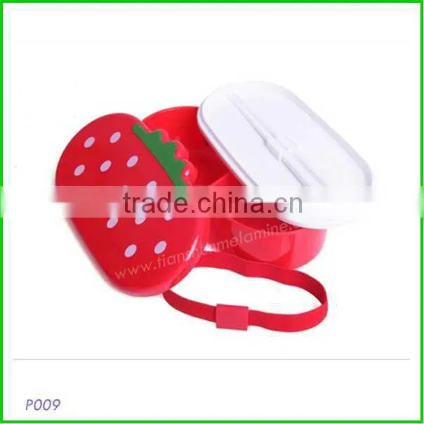 Lovely Strawberry Shaped Plastic Lunch Box , Pink Melamine Bento Box for Children