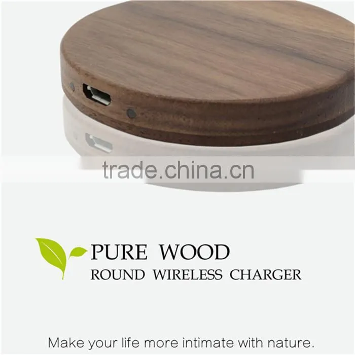 HOT ITEM Pure Wood Smart Phone Wireless Charger 1000 mA for IPhone, for Sony, for Samsung