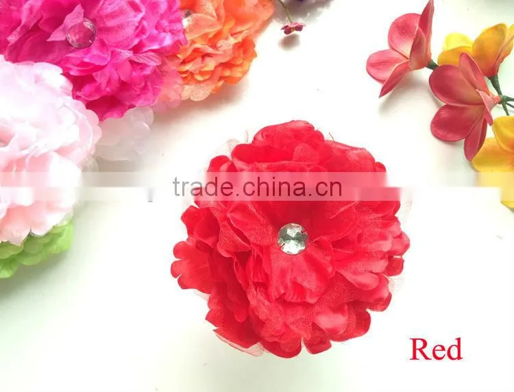 2014 Top Quality Bridal Hair Flower Artificial Elegant Gauze Peony Hair Flower Clip