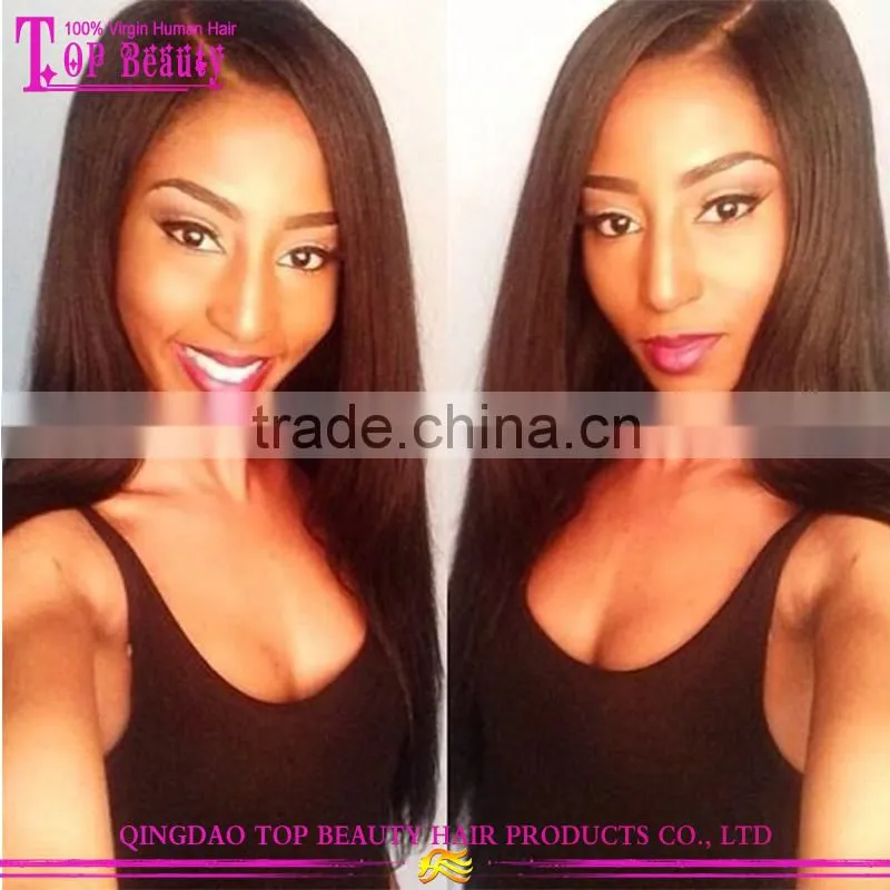 Perfect 100% human hair straight natural black human hair silk top long hair full lace wig