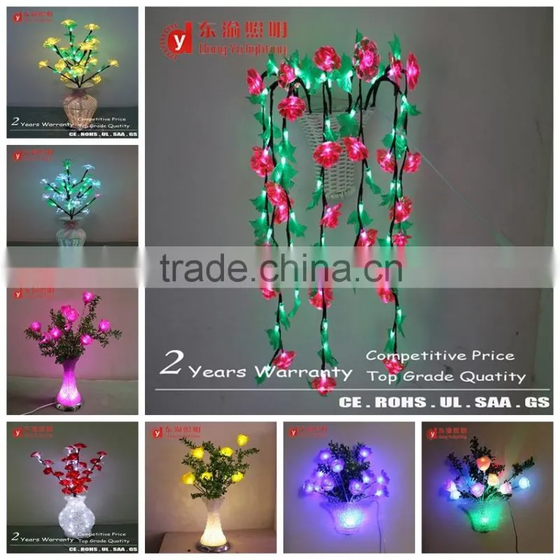 Interior house warming decoration waterproof lily flower vase light