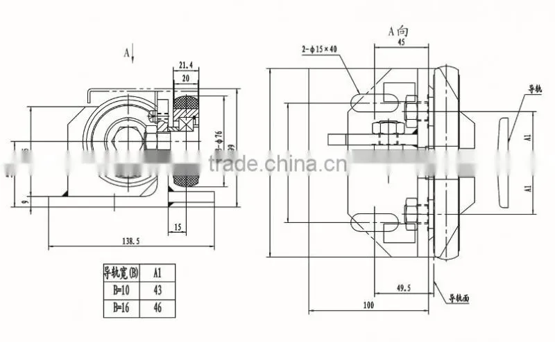 9mm and 16mm Guide Shoe for Counterweight Side / Cabin Side