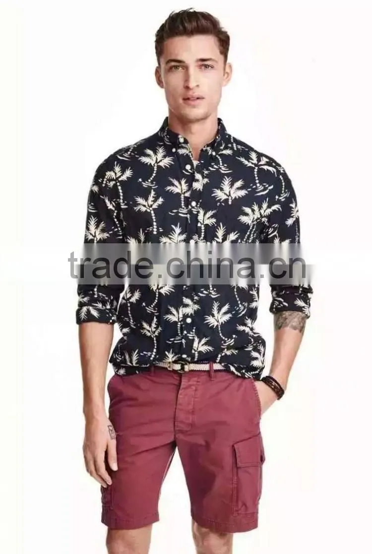 Hawaii flower Coconut sailing pattern short/long-sleeve beach party Shirt menwear Soft cotton wholesale vocation