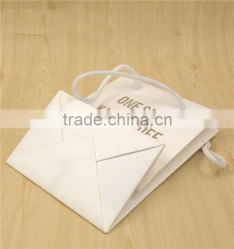 White Rope handle Wine Paper Bag With Foil Logo
