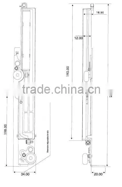inner-hanging type steel and PA6 sliding door hardware with soft close