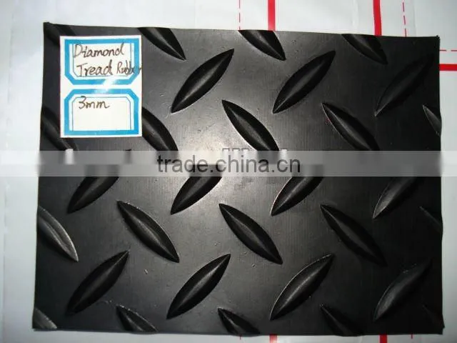 3mm black/anti-slip rubber/commercial rubber sheet/diamond rubber flooring/diamond sheet/Diamond Tread Pattern rubber Flooring