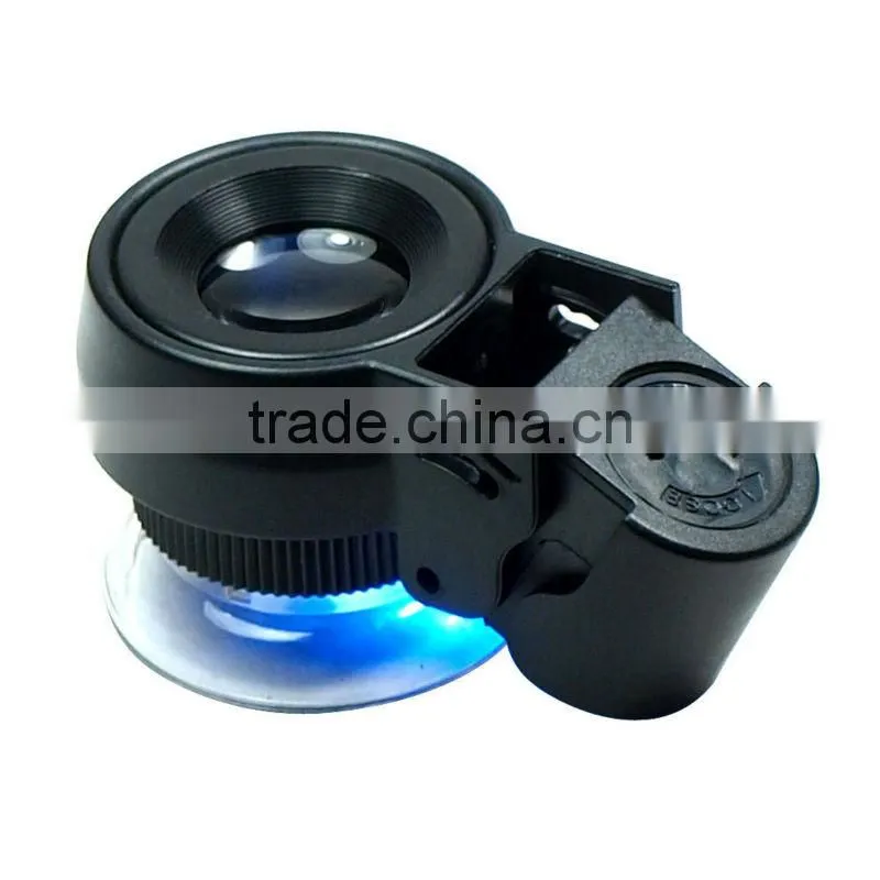 Mini 45X Lighted Jewelers Loupe / Magnifier with LED & Fluorescence Lights