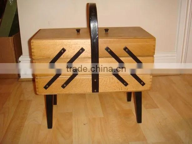 Dog Print Wooden Sewing Tool Box w/ Accessories