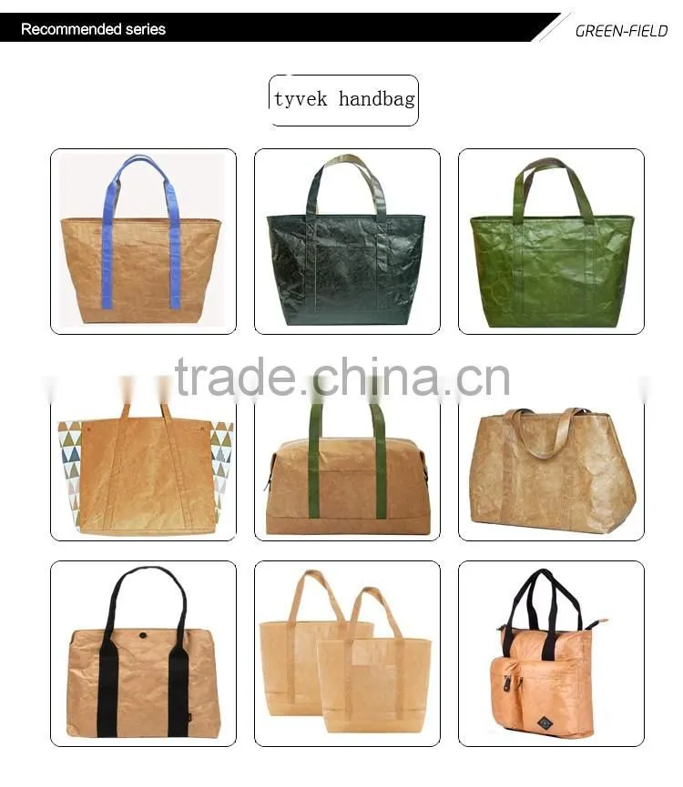 Fashion brown paper tyvek tote women bags handbag custom printed