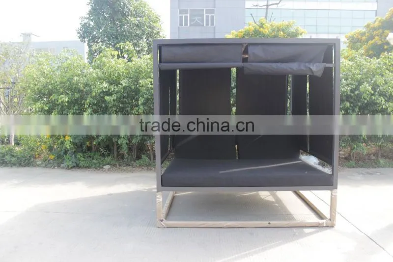 outdoor leisure aluminum bed beach sun bed with curtain