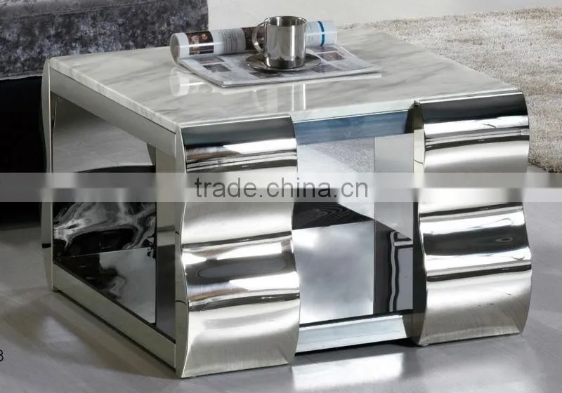 modern simple design stainless steel marble top side corner table B2033-3