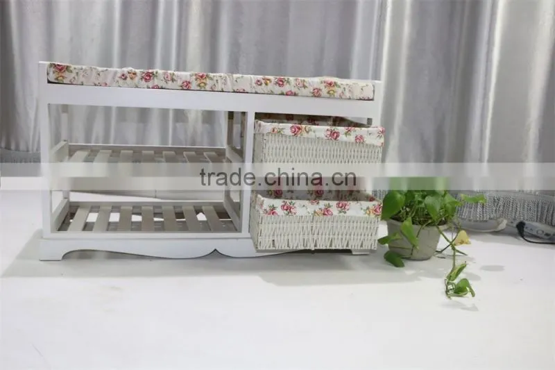 Wood shoe rack with cushion