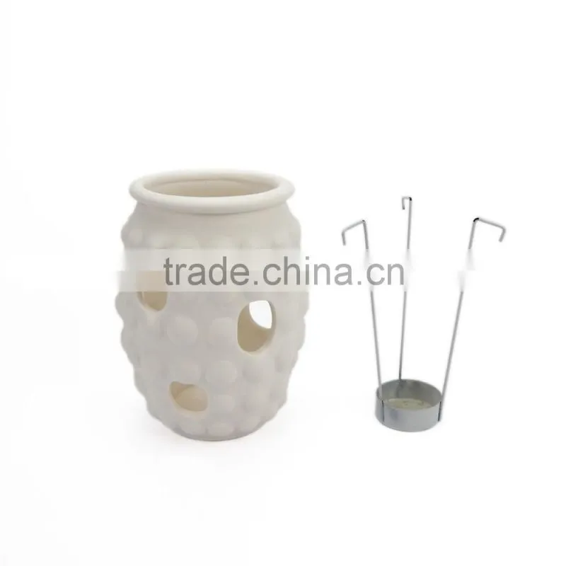 Eco-Friendly Elegant White Table Top Candle Lanterns,Ceramic Hollow DesignTealight Candle Lanterns