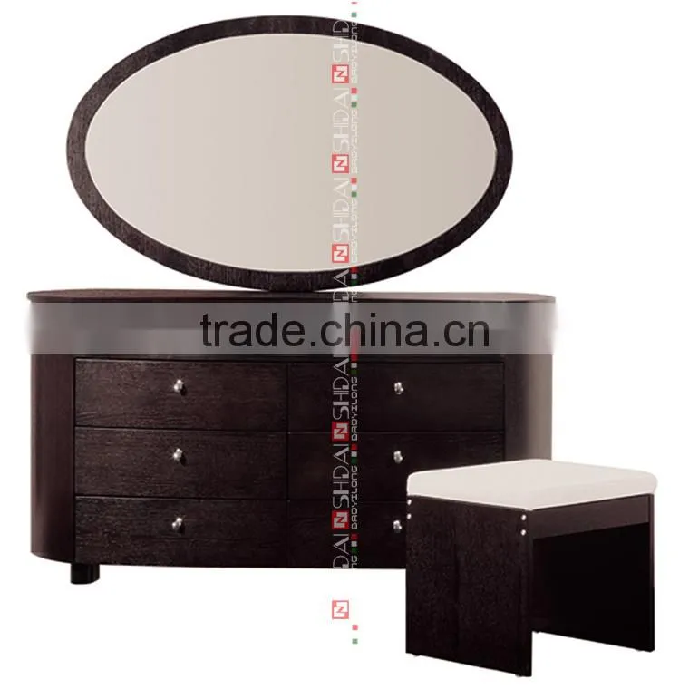 antique vanity dresser with mirror / makeup dresser / dresser drawer locks T-4