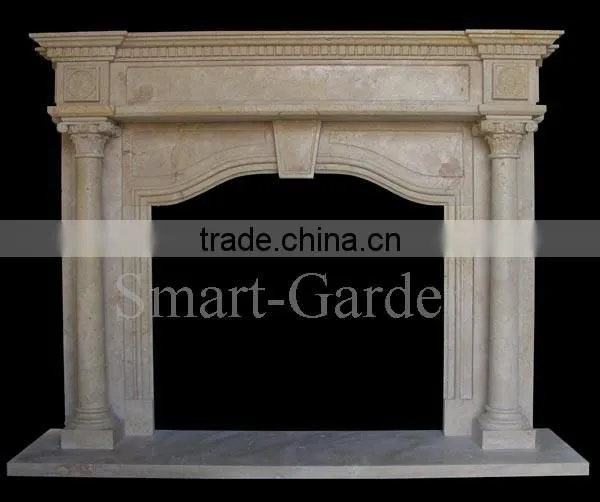 Home decoration stone carvings and sculptures white natural marble cheap fireplace mantel