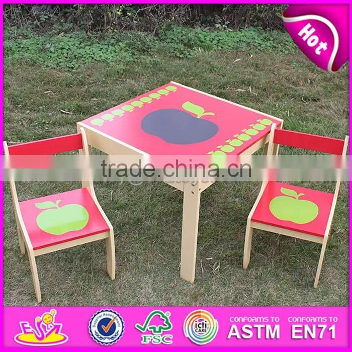 High quality wooden study table and chair set for kids,Dinner table and chair set toy for children W08G091