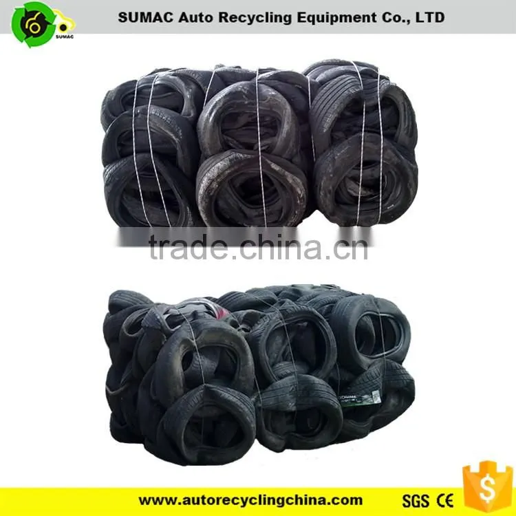 baling machine to compress waste tires