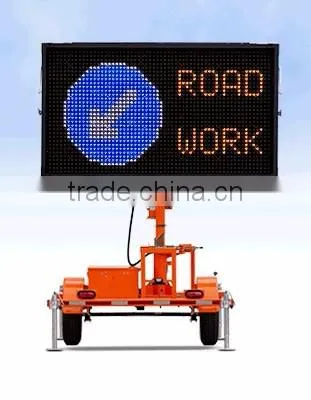 Solar Led Color Message Signs For Traffic Management, Outdoor VMS Trailer For Traffic Signal