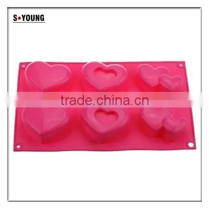 10115 6 pcs hearts Shape Silicone Cake Mold