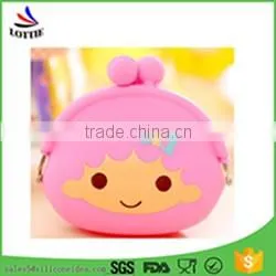 Promotional cartoon shape silicone coin bag food grade silicone coin wallet for kids
