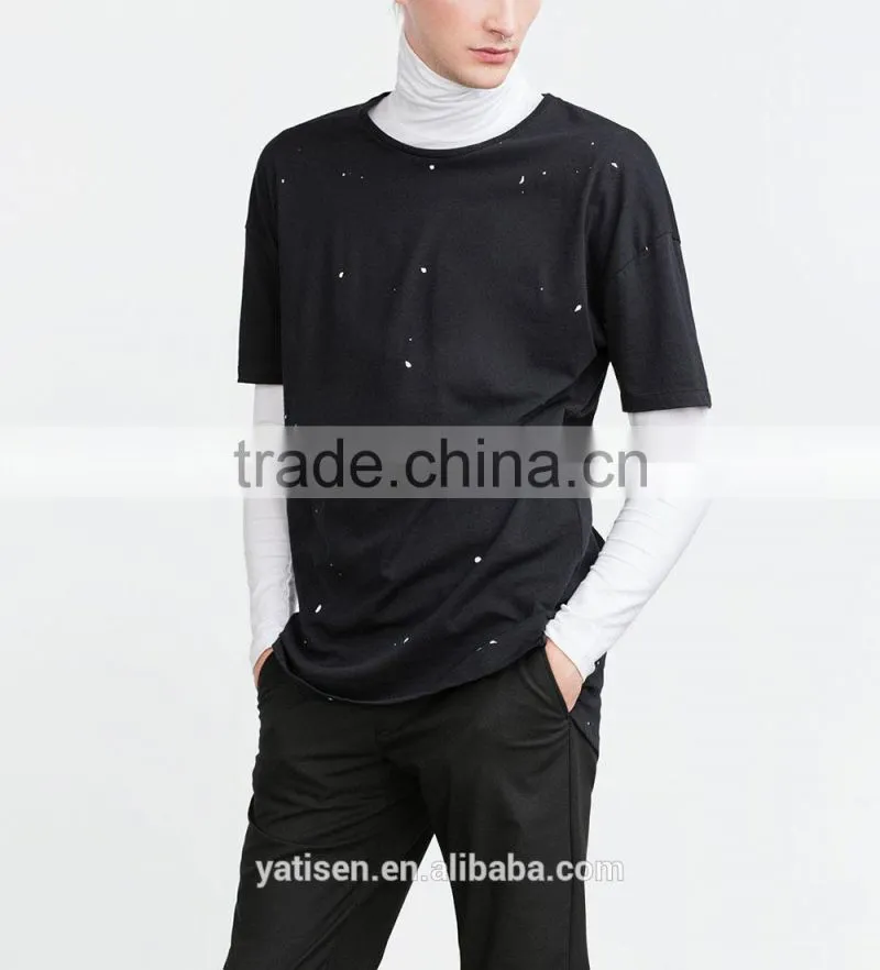 Paint splatter T-shirt with Round neck Short sleeves Fancy Design casual Bottom T-shirt For autumn