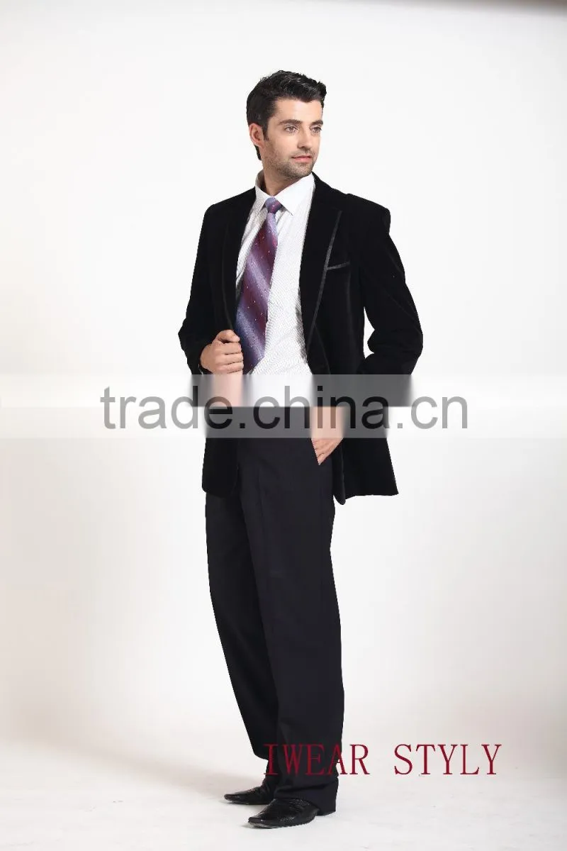 2015 new fashion bespoke black men' suits -satin lapel