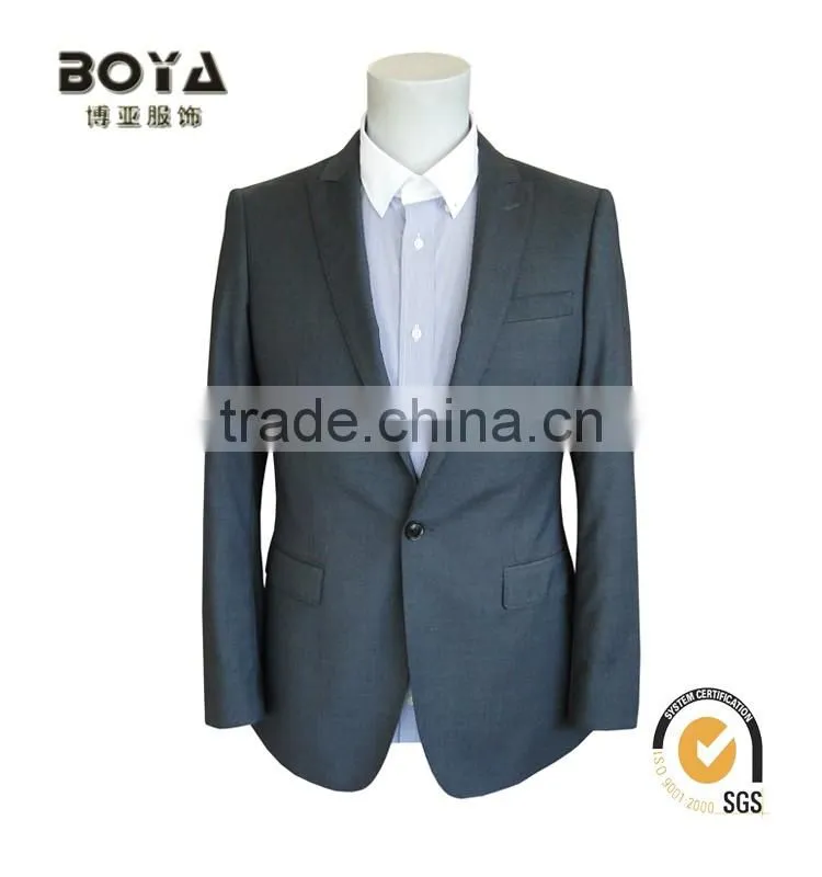 2015 new arrival TR grey fabric jacket & blazer for mens with notch lapel men blazer suit