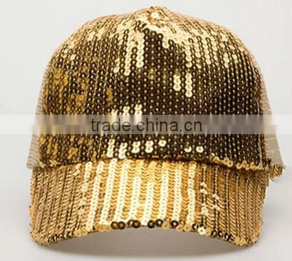 Custom blank paillette snapback trucker cap