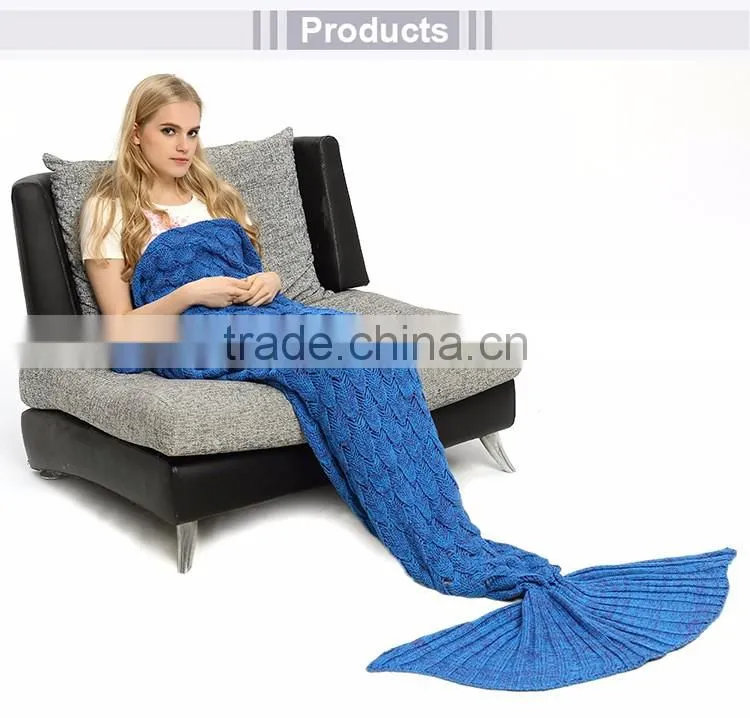 Soft Acrylic Adult Kids Mermaid Tail Blanket With Scale