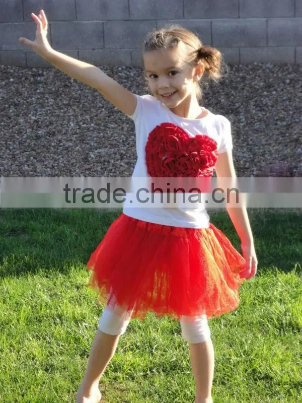Ruffle Heart Shirt and skirt mini TuTu dresses clothing sets