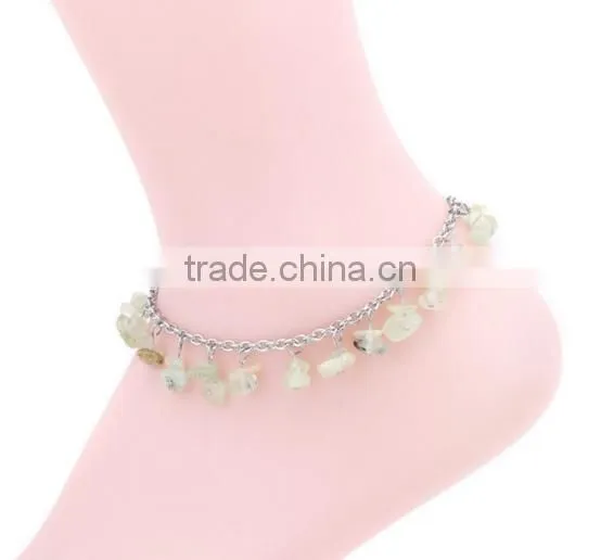 diy Tourmaline stone beads anklets handmade chip semi precious stone anklets bracelets for women foot jewelry
