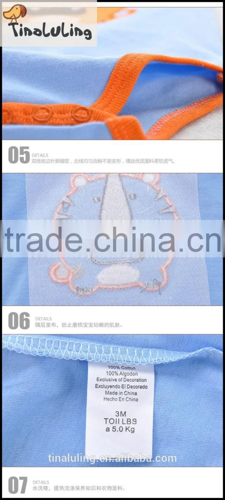 tinaluling Unisex new born baby clothing girls clothing baby bodysuits