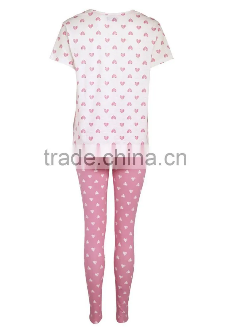 Cute heart print short sleeves minion pajamas set