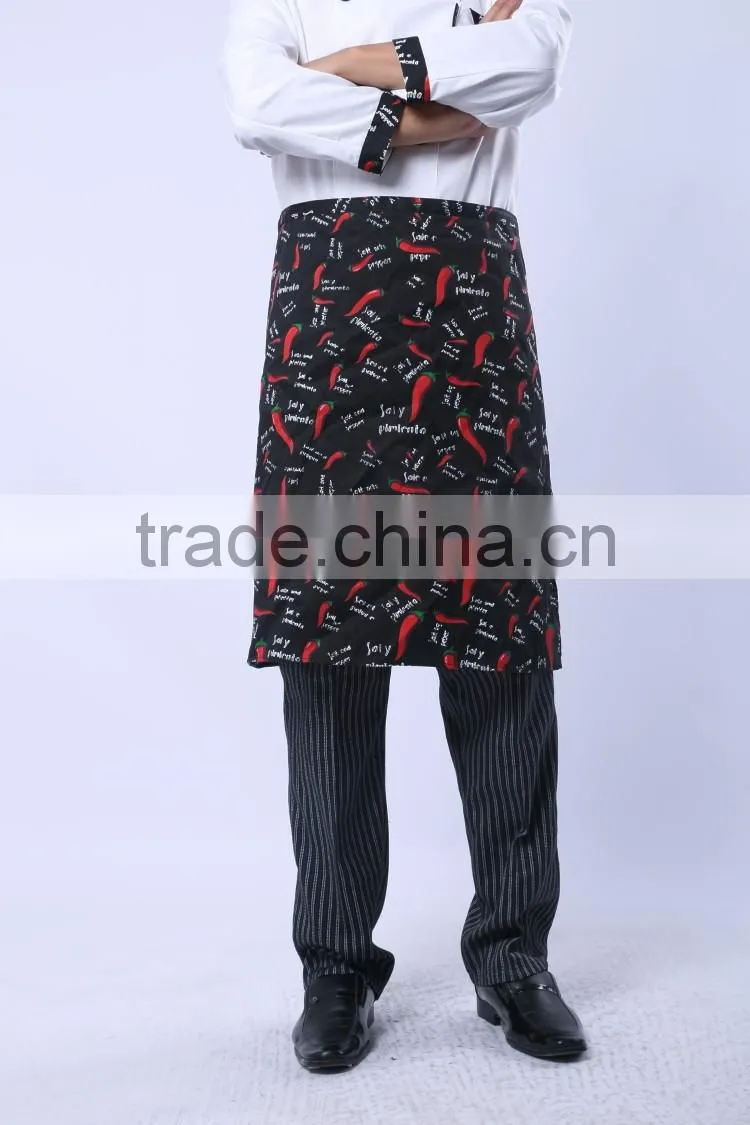 Juqian factory price cheap bulk kinds cotton kitchen hotel chef uniform apron designs