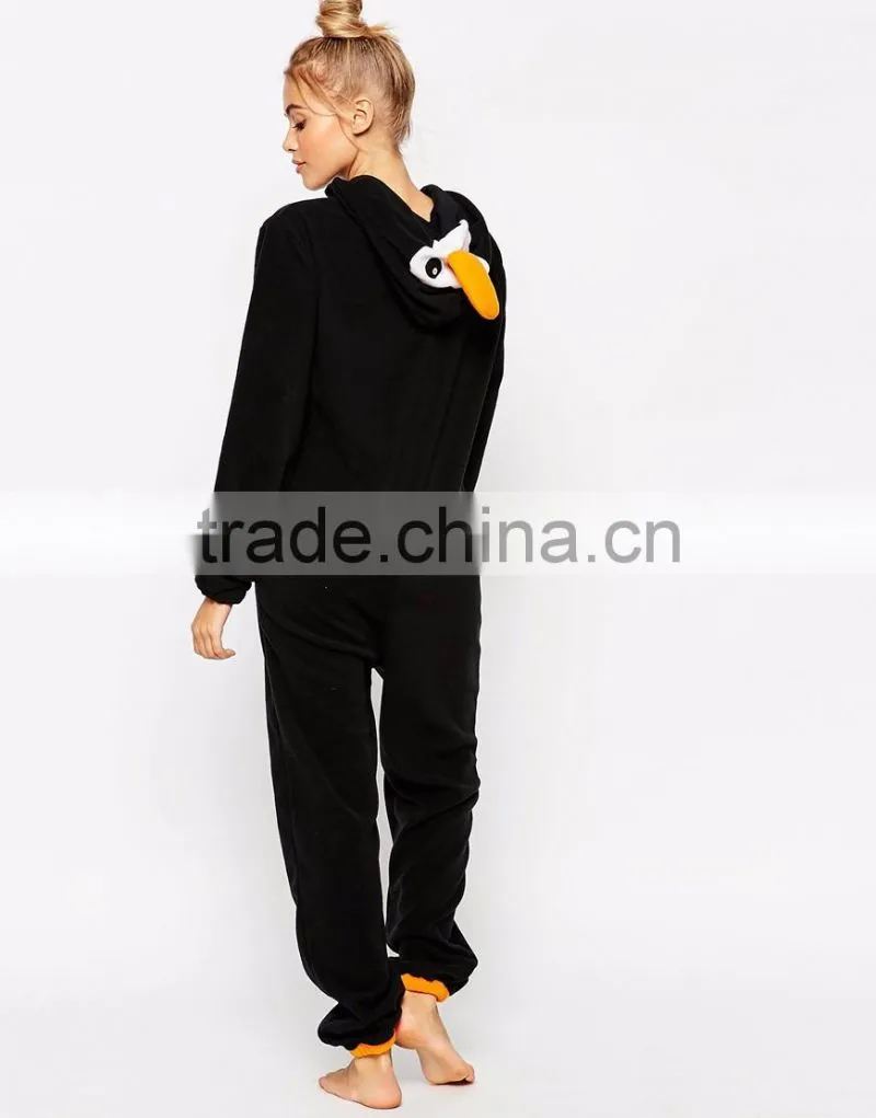 Hot selling relaxed fit penguin design onesie women wholesale adult christmas pajamas