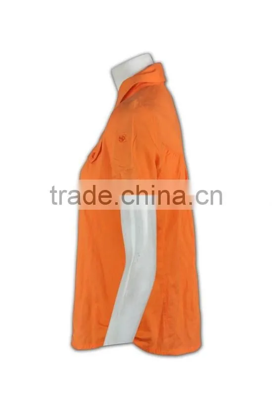 Hot Sales factory price orange customized trim collar shirt