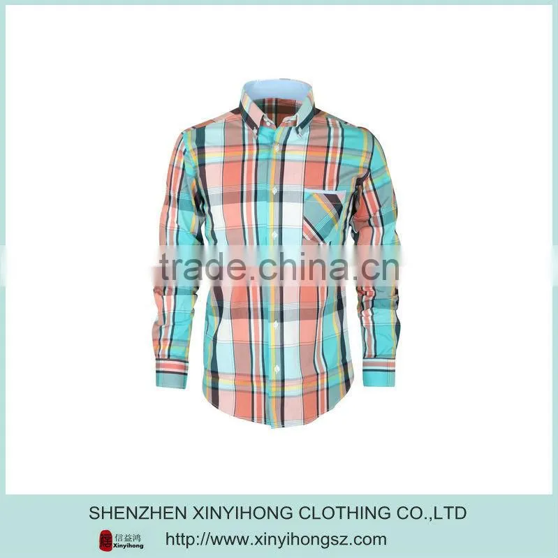 Ring-Spun Cotton Stretch Checked Pocket Mens Casual Shirts Pattern