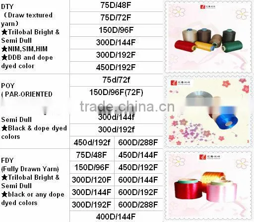 100% polyester dope dyed DTY yarn for sewing