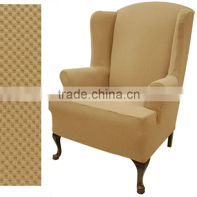 stretch pique warm maroon wingback slipcover