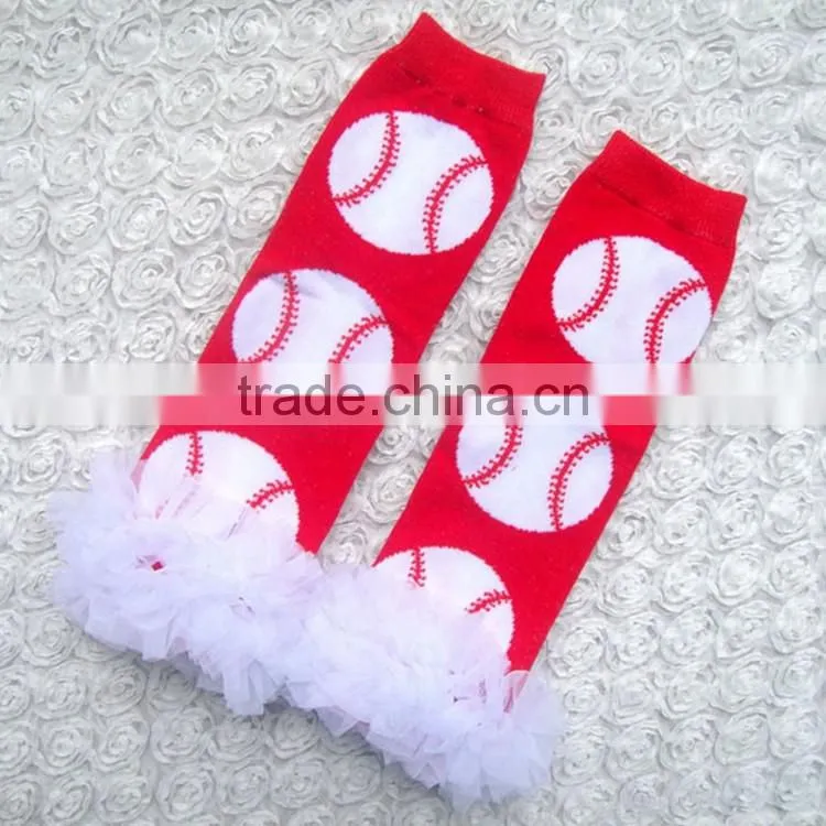 White lace trim ruffled legging warmers cotton knit socks animal print leg warmer