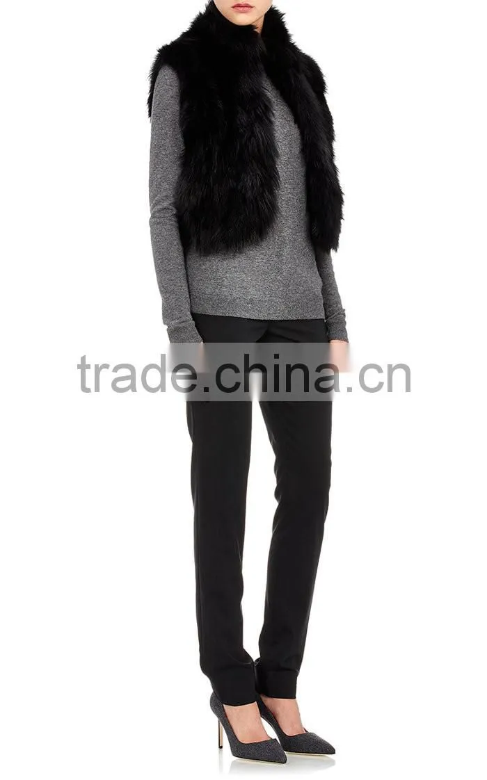 YRFUR YR043 Chic Style Fox Fur Waistcoat/Stand Collar Patchwork Fox Fur Vest