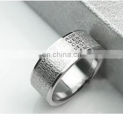 New Arrival couple cross ring Bible text titanium steel jewelry rings women mens