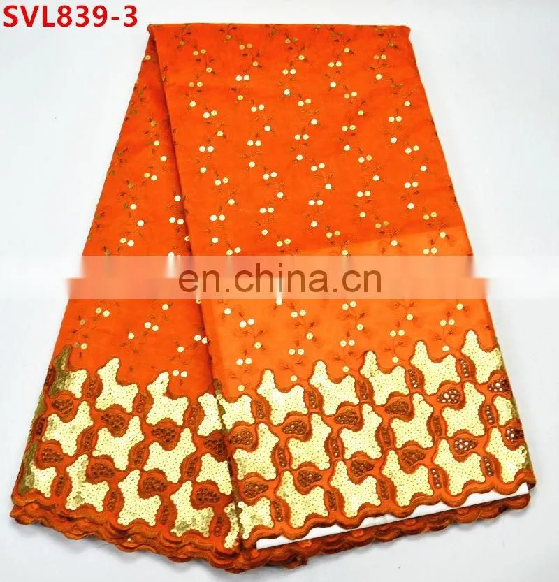 2017 Top quality sequin lace fabric swiss lace 100% cotton fabric lace fabric african