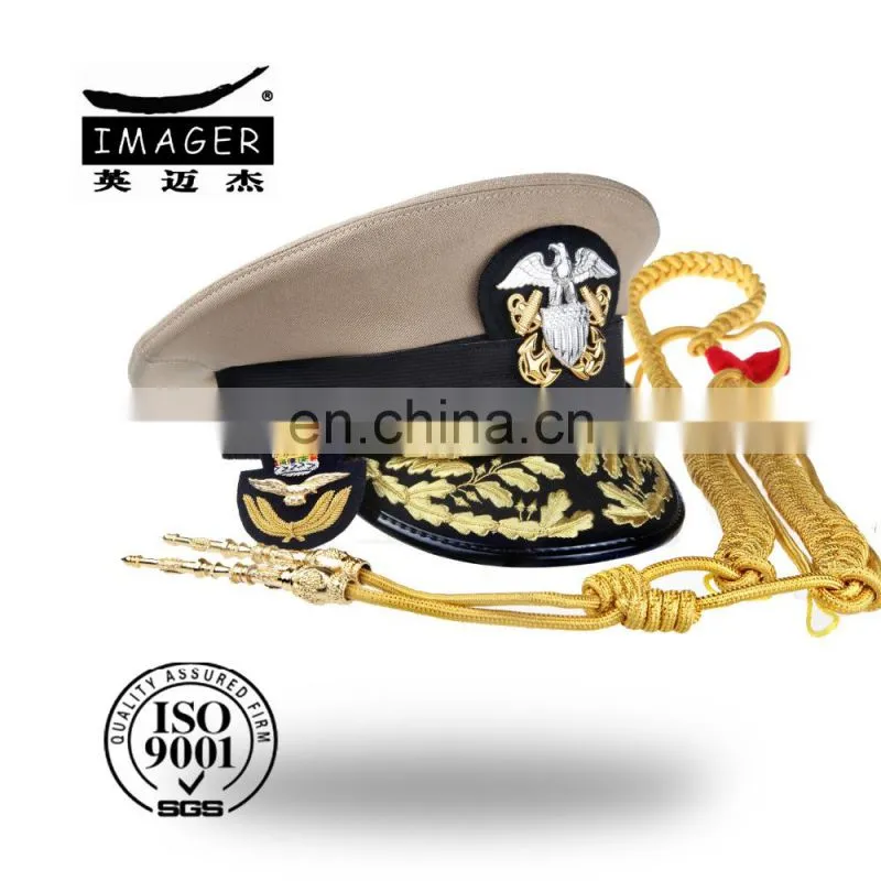 Hand embroidery military uniform coast guard corps headwear