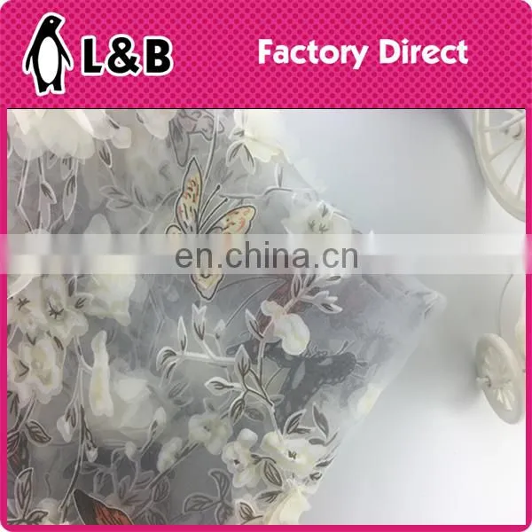 wholesale new popular 3D flower print organza fabric