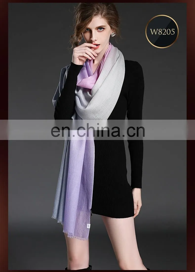 Winter scarf 100% wool gradient lady scarf wholesale scarf purple