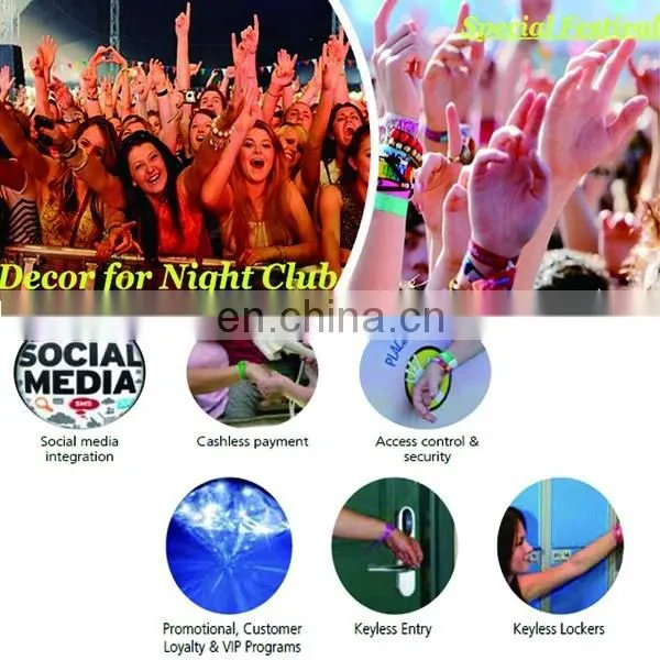 eco-friendly polyester cheap event rfid wristbands with clip for festival